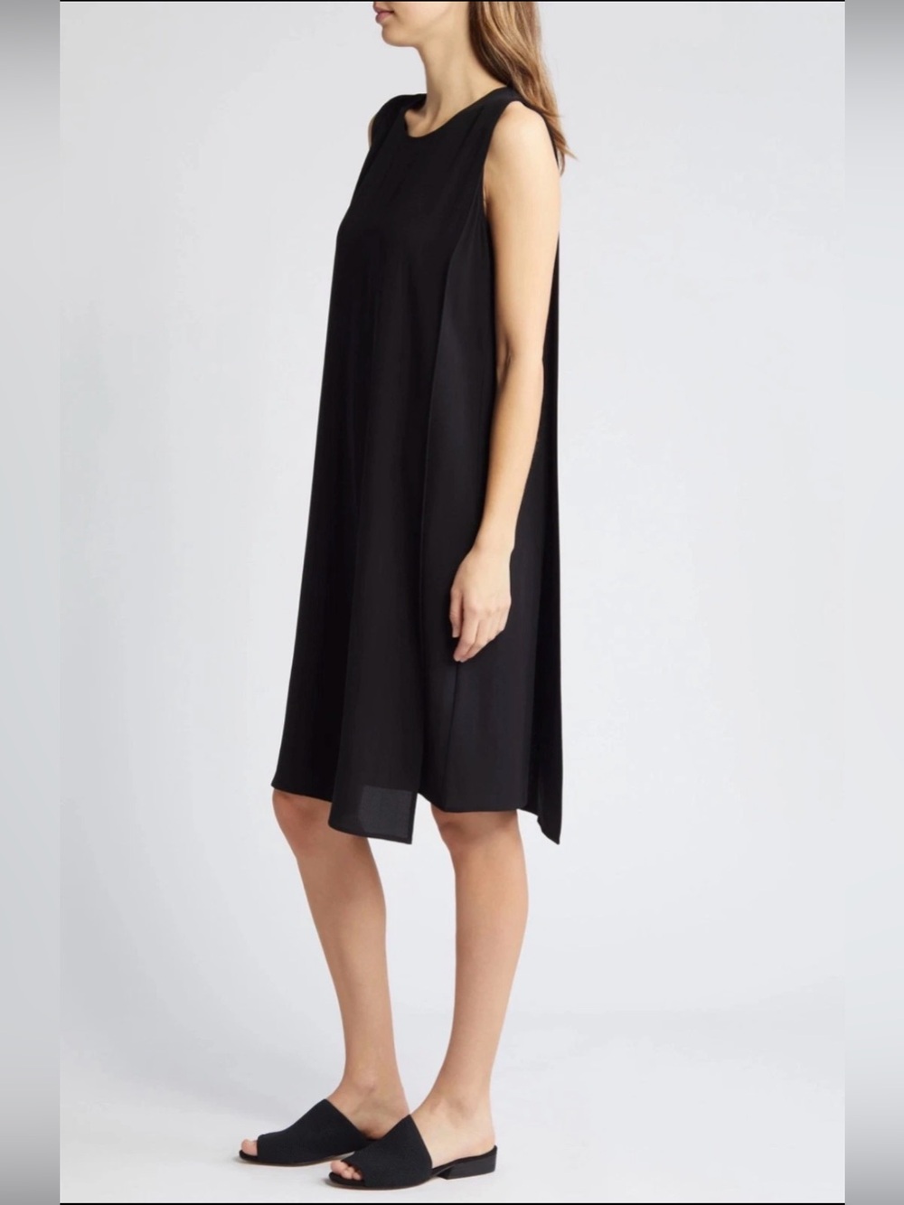 Eileen Fisher Black Sleeveless A-Line Mini Dress